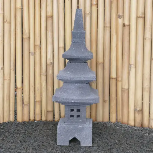 Product image of the product “Japanese style Garden Lantern, made from Andesit Stone. Multipart. 90 cm Height, Roof is 30 cm width. ”